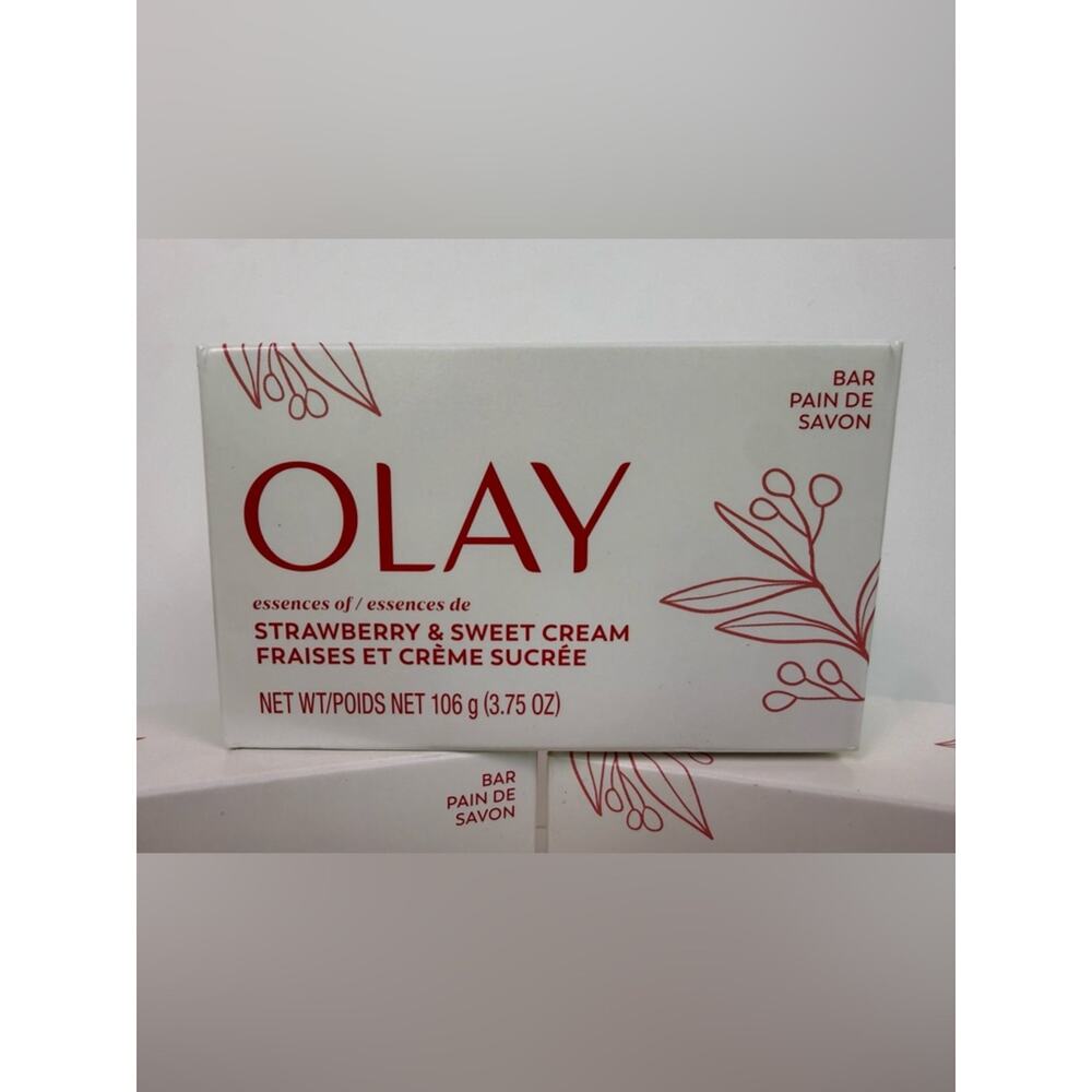 Olay Strawberry Sweet Cream Bar Soap 3 Pack New Sealed 3.75 oz Moisturizing - Picture 2 of 4